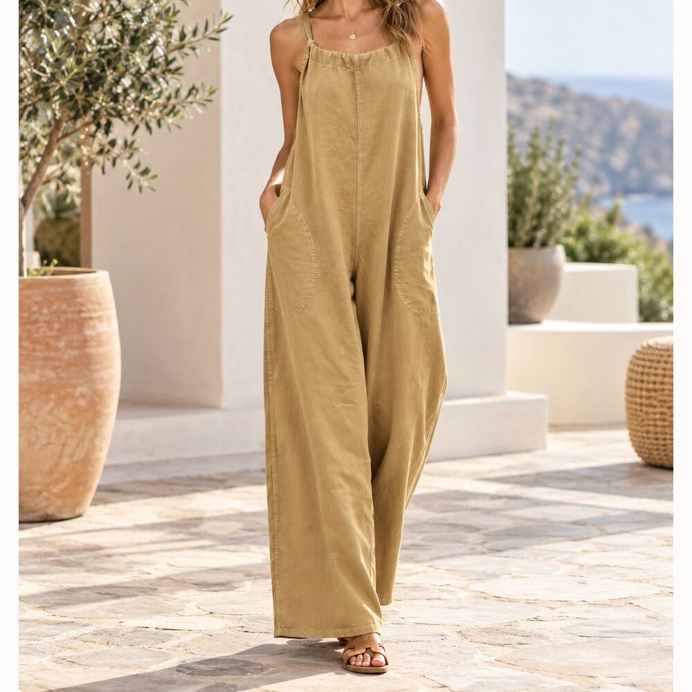 Free People We The Free Freebird Jumpsuit Dress Wide Leg Cotton Denim S 291291